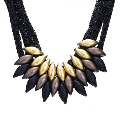 Twilight Flame – Ombre Leaf Bead Statement Necklace
